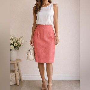Harvé Benard Coral Linen Pencil Skirt Size 10 Classic Office Summer Y2K vintage